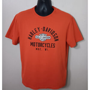 Harley Davidson Men's Mediun T-shirt Biker Motorcycle MKE Wisconsin Orange Tee